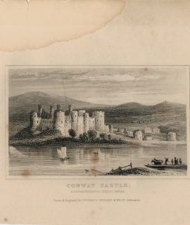 Antique Engraving Print, Conway Castle, Wales, 1840