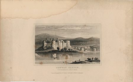 Antique Engraving Print, Conway Castle, Wales, 1840