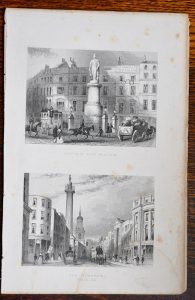 Antique Engraving Print, Statue of King William; The Monument, 1850