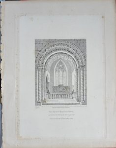 Antique Print, The Chancel in Peper-Bara Church, 1850