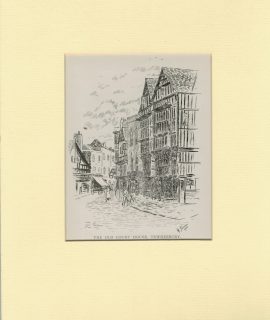 Rare Vintage Print, The Old Court House Tewkesbury, H. E. Thomson, 1900
