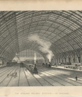 Antique Print, The Midland Railways Station, St. Pancras, 1880