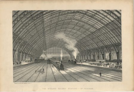 Antique Print, The Midland Railways Station, St. Pancras, 1880