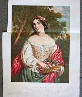 Antique Print, Summer, from a painting by C. Baxter, 1859