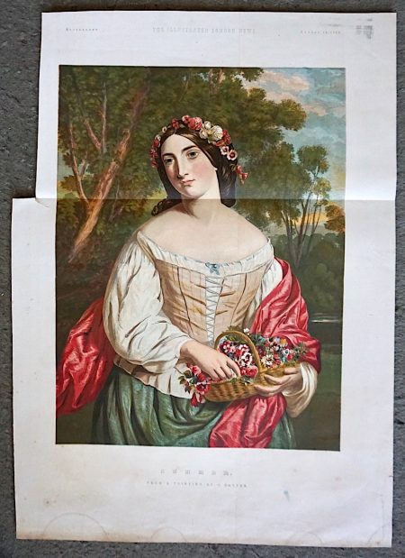 Antique Print, Summer, from a painting by C. Baxter, 1859