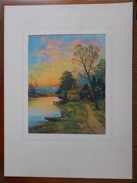 Vintage Print, Autumn Sunset, by W.M. Thompson, 1910