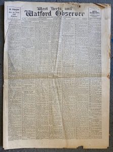 Rare Original West Herts & Watford Observer, Saturday, April 13, 1935