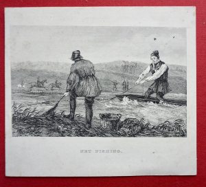Antique Print, Net Fishing, 1860