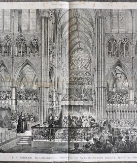 Antique Print, The Jubilee Thanksgiving Service in Westminster Abbey, June 21, 1887