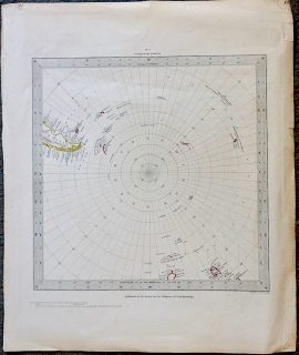 Antique Map, Circumjacent the South Pole, 1831
