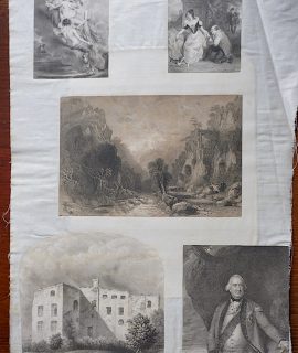 5 Antique Engraving Prints and 1 Lithograph