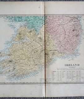 Antique Map, Ireland, engraved by J.& C. Walker, 1860 ca.