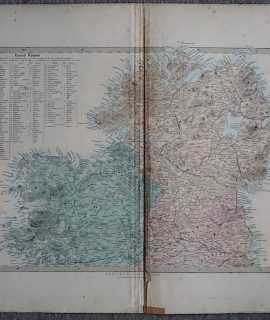 Antique Map Ireland North Sheet, List of Round Towers, 1874