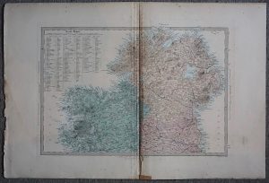 Antique Map Ireland North Sheet, List of Round Towers, 1874