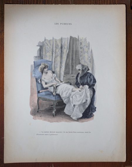 Antique Print, Les Pudeurs, by Ferdinand Bac, 1890