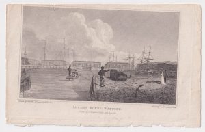 Antique Engraving Print, London Docks, Wapping, 1805