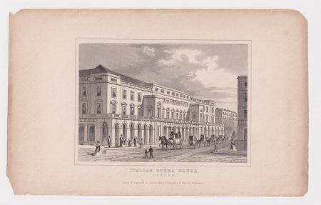 Antique Engraving Print, Italian Opera House, London, 1840 ca.