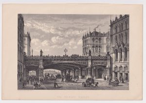 Antique Print, The Holborn Viaduct, 1878