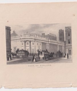 Antique Engraving Print, Bank of England, London, 1827