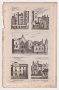 Antique Engraving Print, Westminster Hall; House of Lord; House of Commons; St. Stephen's Chapel, 1832