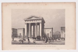 Antique Engraving Print, London & North Wester Railway Station Euston Square, 1840 ca.