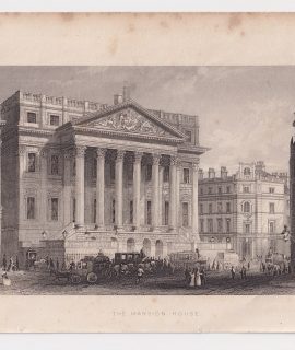 Antique Engraving Print, The Mansion House, 1830 ca.