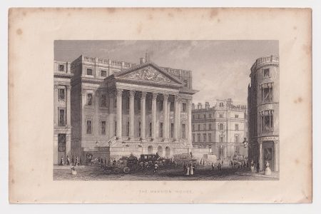 Antique Engraving Print, The Mansion House, 1830 ca.