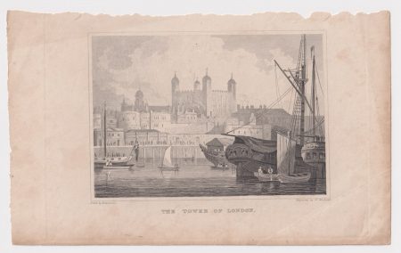 Antique Engraving Print, The Tower of London, 1840 ca.