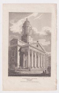 Antique Engraving Print, St. George's Church, Westminster, 1810
