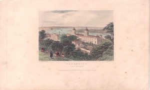 Antique Engraving Print, Greenwich from the Park, Dugdales, 1840