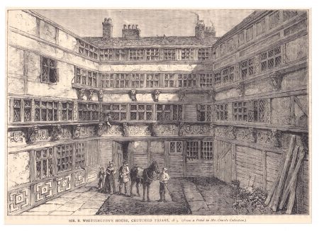 Antique Print, Sir. R. Whittington's House, Cruthched Friars, 1880