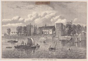 Antique Print, Lambeth Palace from the River, 1880