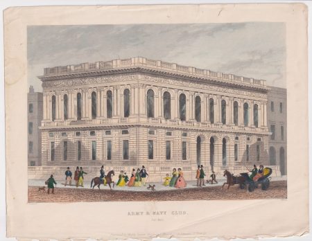 Antique Engraving Print, Army & Navy Club, Pall Mall, 1851