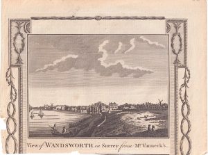 Antique Engraving Print, View of Wandsworth in Surrey, 1790
