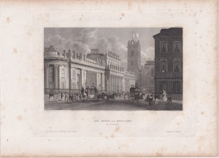 Antique Engraving Print, Die Bank von England, 1836