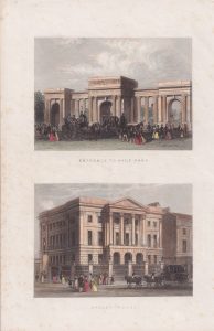 Antique Engraving Print, Entrance to Hyde Park; Apsley House, 1850