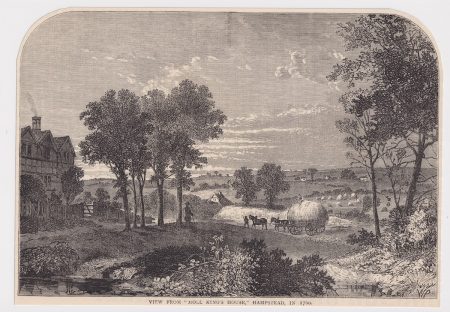 Antique Engraving Print, View From "Moll King's House", Hampstead, 1880