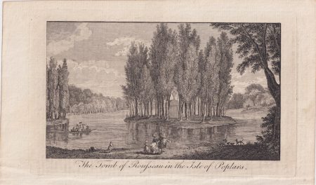 Antique Engraving Print, The Tomb of Rousseau in the Isle of Poplars, 1782