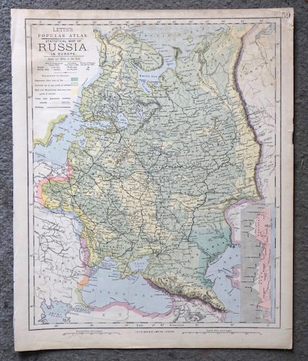 Letts's Popular Atlas, Statistical Map of Russia in Europe, 1883