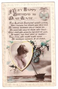 Vintage Postcard, Very Happy Birthday to Dear Auntie, 1909