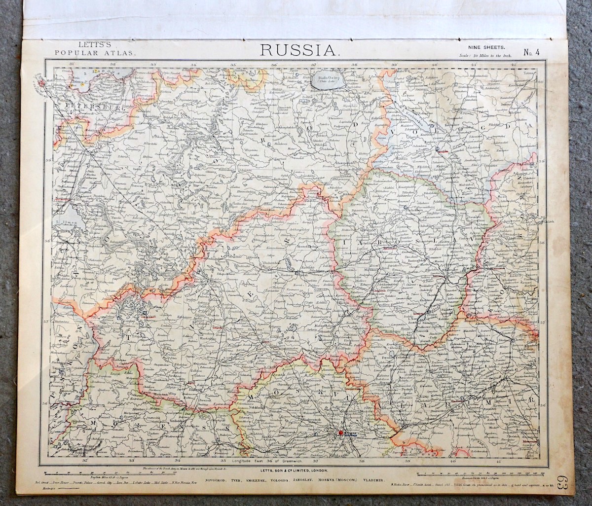 Lot of 7 maps of Russia, 1880 • Antiche Curiosità