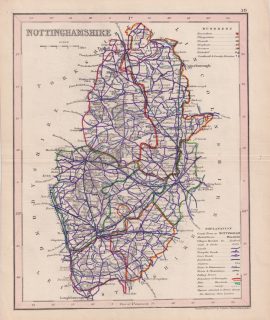 Antique Map, Nottinghamshire, 1840