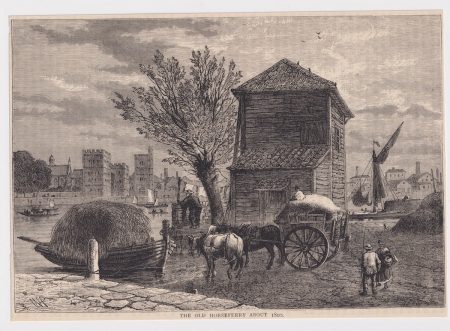 Antique Print, "The Old Houseferry about 1800", 1880