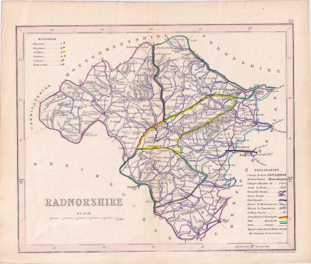 Antique Map, Radnorshire, 1850 ca.