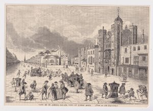 Antique Print, View of St. James's Palace, Time of Queen Anne, 1880