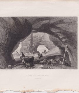 Antique Engraving Print, Caves at Ladram Bay, 1850