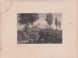 Antique Engraving Print, Clitheroe Castle, 1850