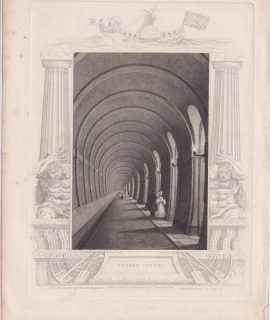 Rare Antique Engraving Print, Thames Tunnel, 1850 ca.