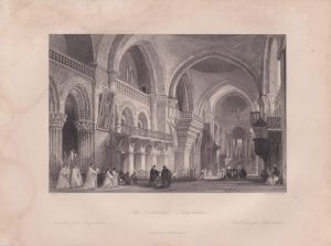 Antique Engraving Print, The Cathedral, Angouleme, 1840
