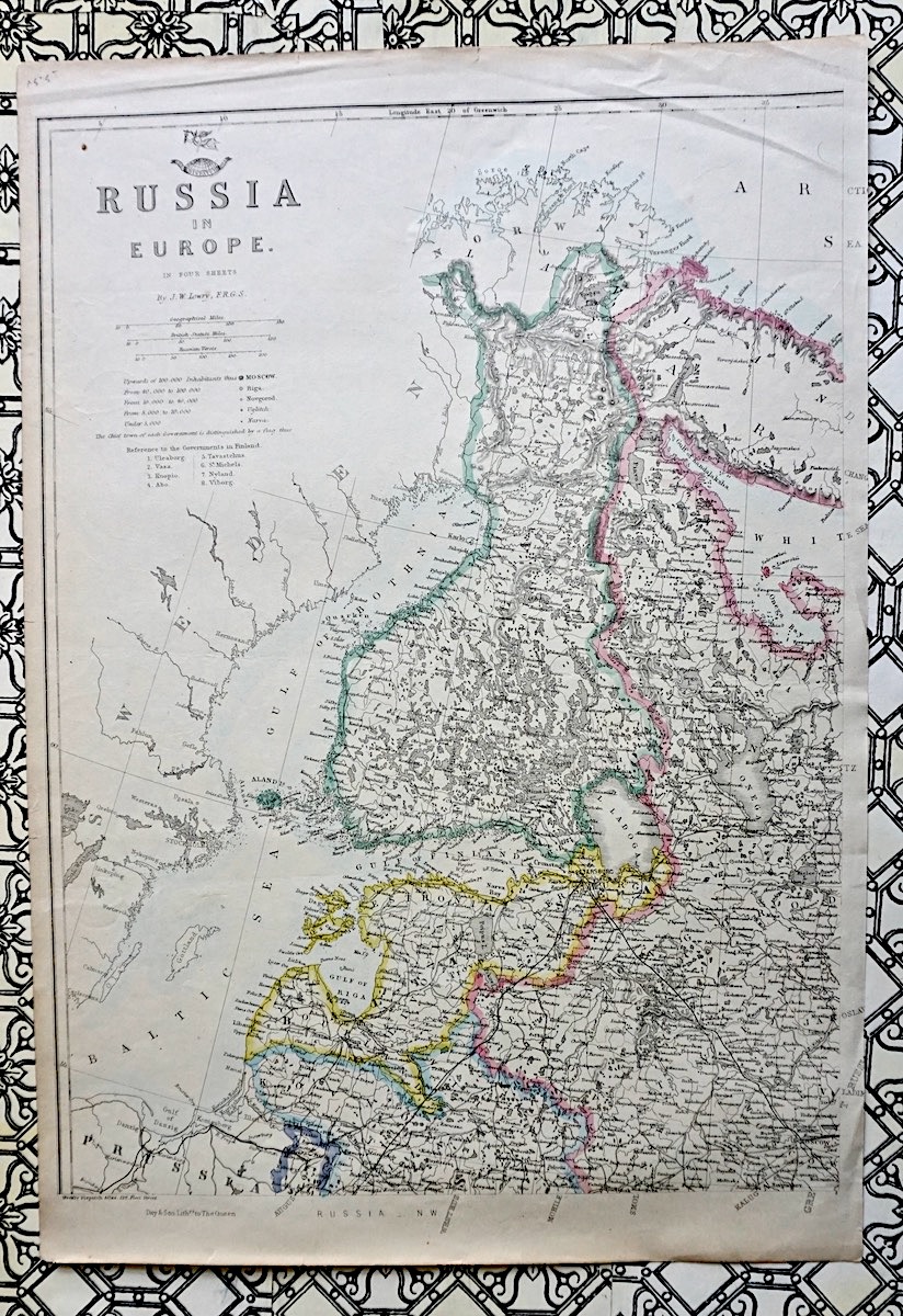 Antique Map, Russia in Europe, 1850 ca. • Antiche Curiosità